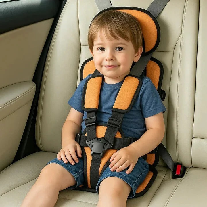Lightweight travel essential child safety seat with 5-point harness.