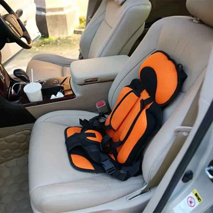 Secure child travel safety seat with 5-point harness; essential for vehicle safety.