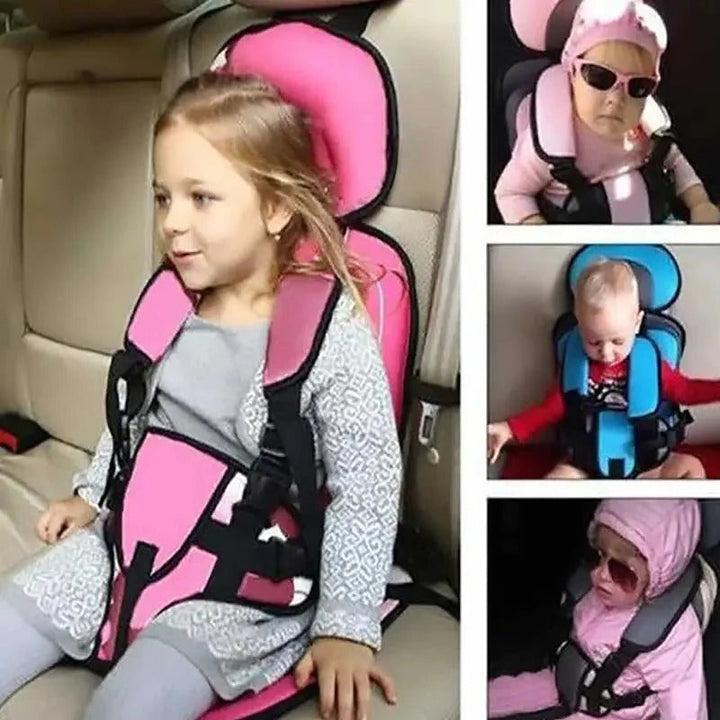 Front view of portable car seat cushion, designed for kids' travel safety.