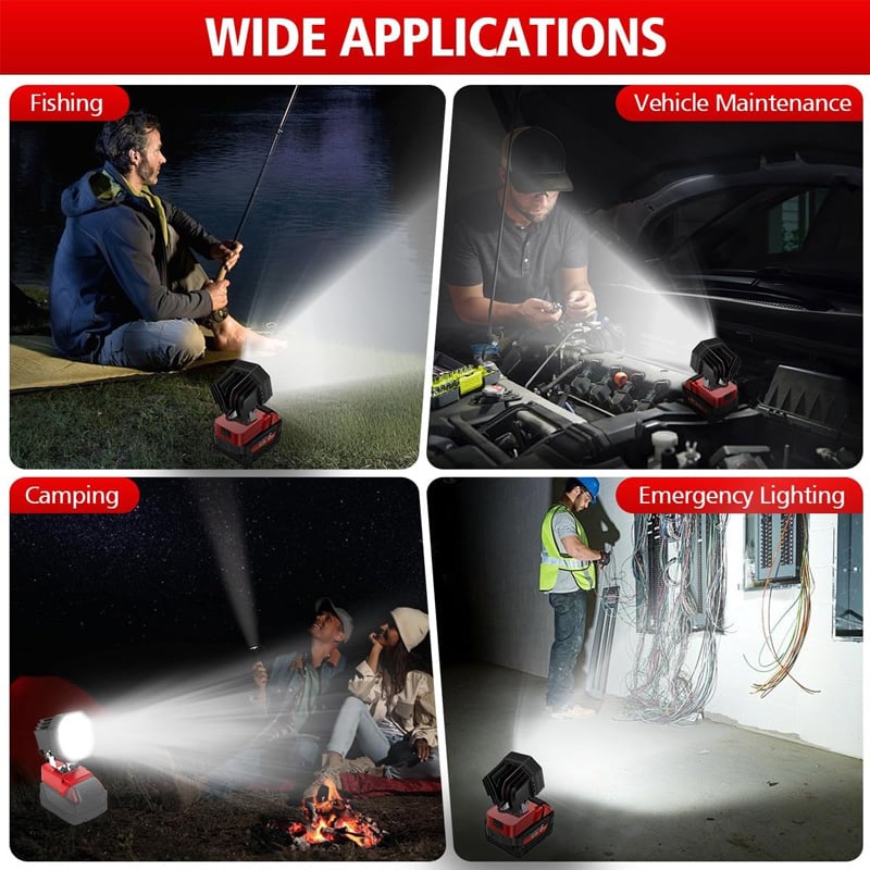 Portable utility work light with an integrated stand, great for hands-free operation in workshops