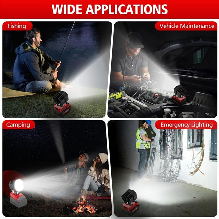 Portable utility work light with an integrated stand, great for hands-free operation in workshops