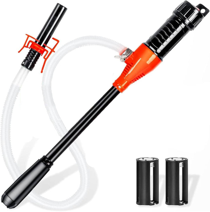 Portable electric siphon pump for easy fuel, gas, and fluid transfer. Quick and efficient liquid utility tool.