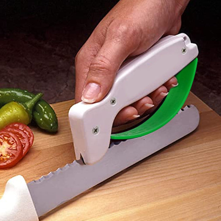 Portable garden tool & knife sharpener, ideal for outdoor sharpening, tool maintenance