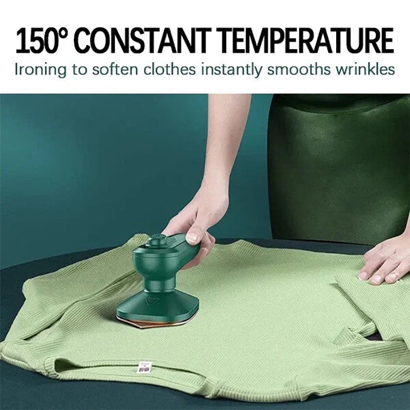 Mini portable steam iron with ergonomic handle, ideal for efficient fabric steaming on-the-go