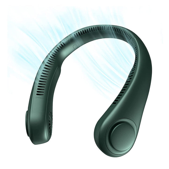 Side view of the quiet neck fan, showing compact and lightweight design.