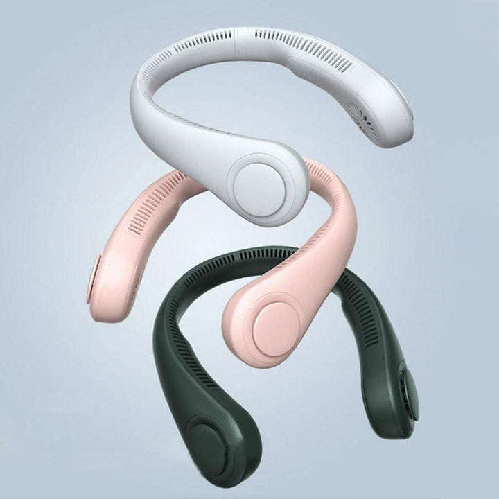 Stylish black hands-free fan, perfect for workouts or commuting.