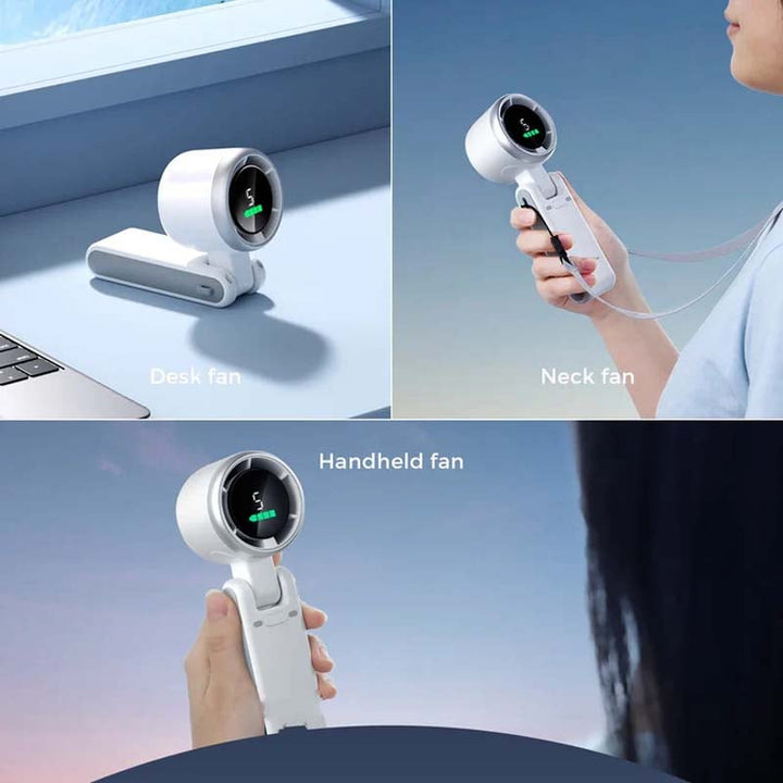 Versatile portable fan: handheld, neck, and desktop modes for ultimate convenience
