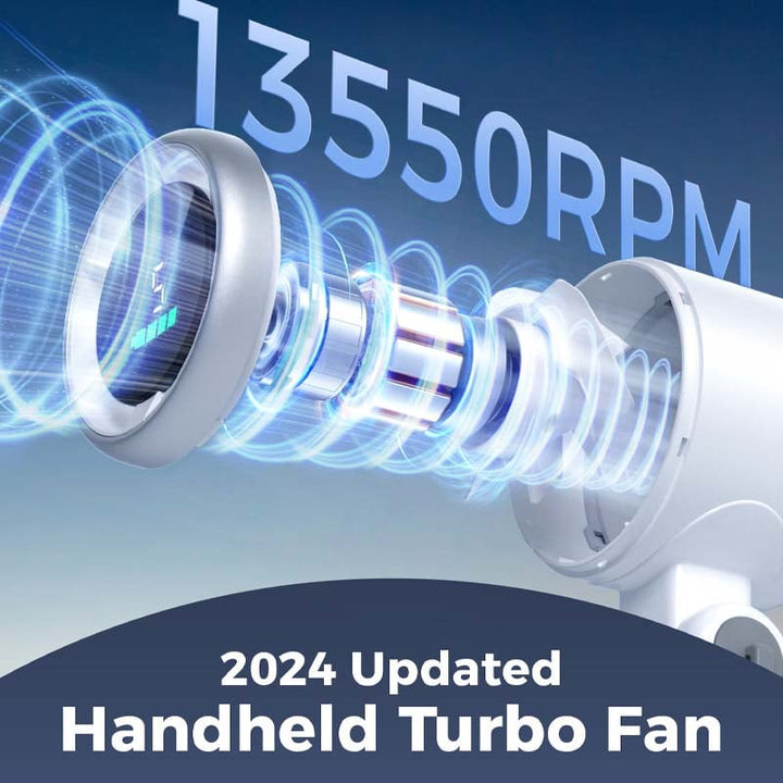 High-velocity portable fan, turbine design for maximum airflow and cooling power