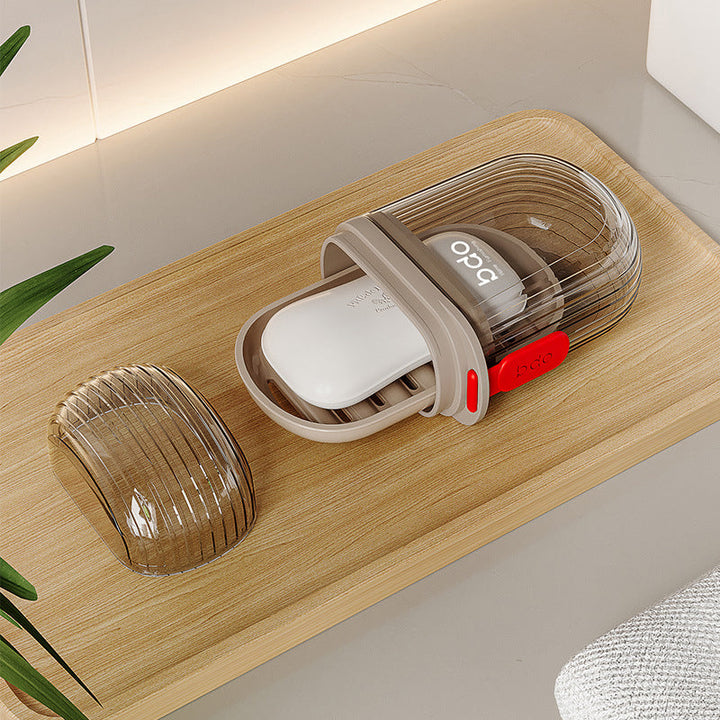 Mini portable soap container for bathroom storage & gym accessories, sleek design