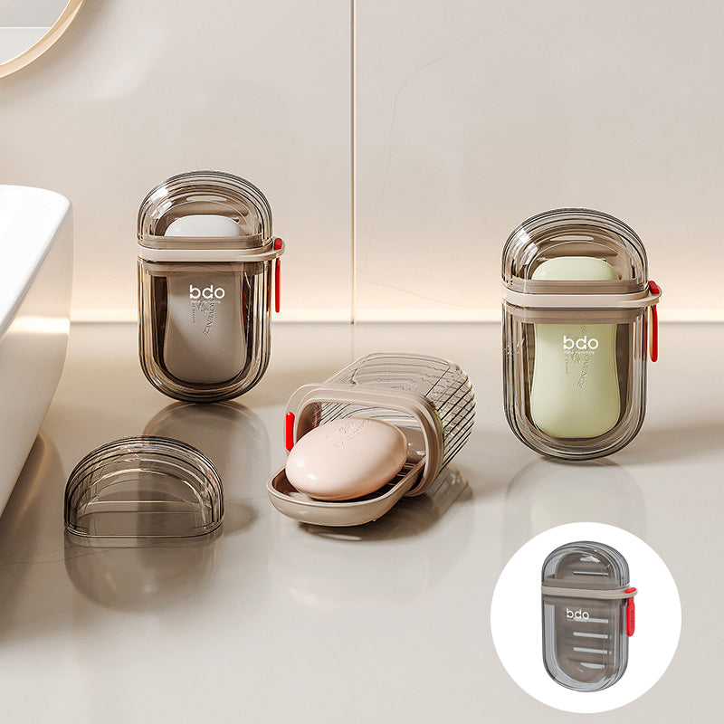Small plastic soap holder, essential for travel & gym showers, prevents leaks