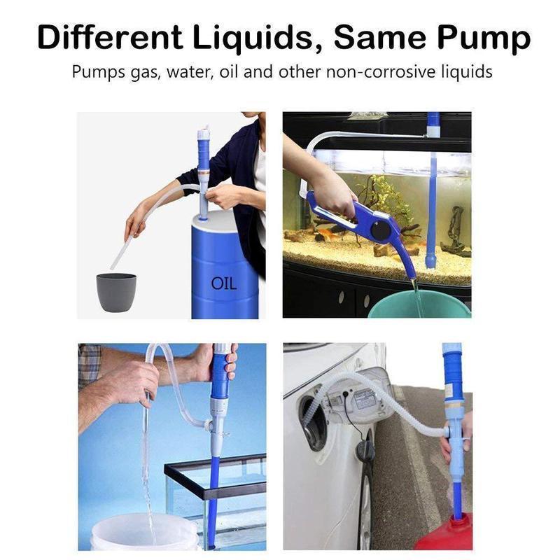 Compact portable pump for fuel and water, featuring a siphon mechanism, essential for automotive use