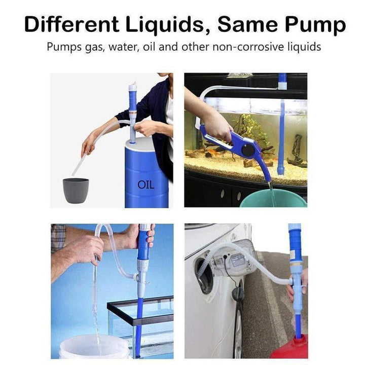 Compact portable pump for fuel and water, featuring a siphon mechanism, essential for automotive use