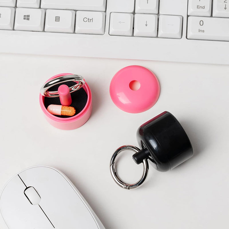 Durable aluminum mini keychain container, versatile for pills, rings, or ear studs