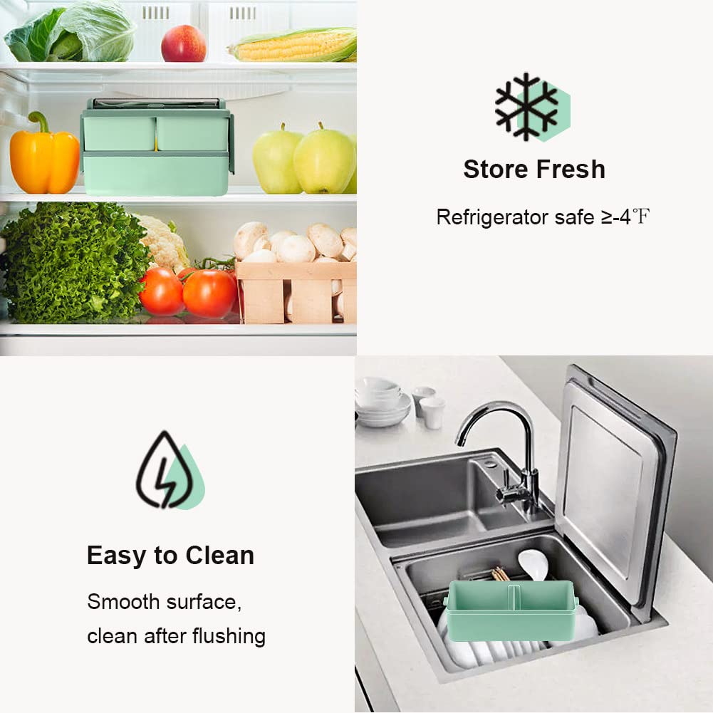 Leak-proof portable lunch box with separate compartments, great for picnics and travel