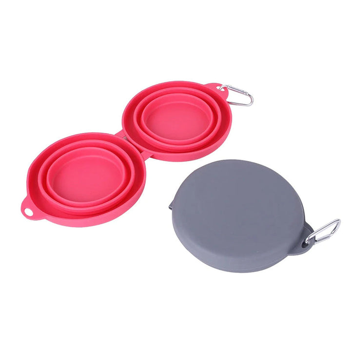 Compact silicone pet travel bowls for food & water, perfect for hiking and outdoor adventures
