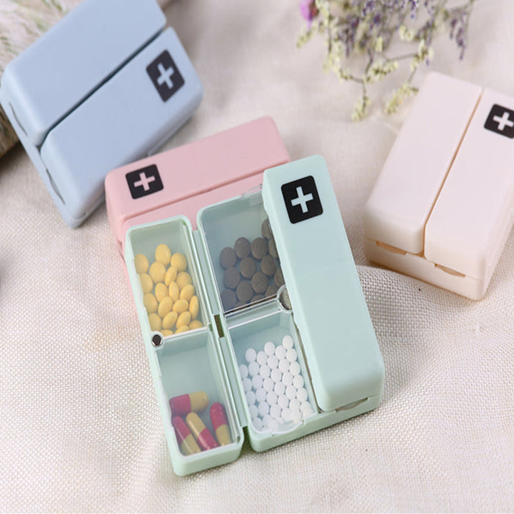 Travel-friendly pill organizer, 7 slots for daily pills, ideal for health and wellness routines