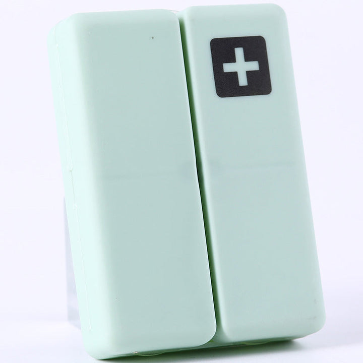 A sleek, portable pill organizer featuring 7 dividers for easy daily dose management on trips