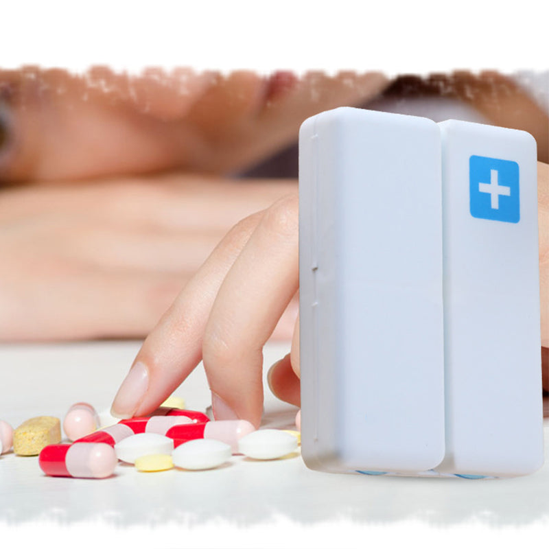 Compact vitamin case, 7 slots for daily pills, designed for easy packing and travel use