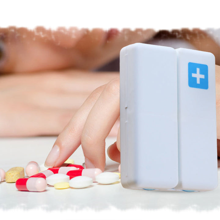 Compact vitamin case, 7 slots for daily pills, designed for easy packing and travel use
