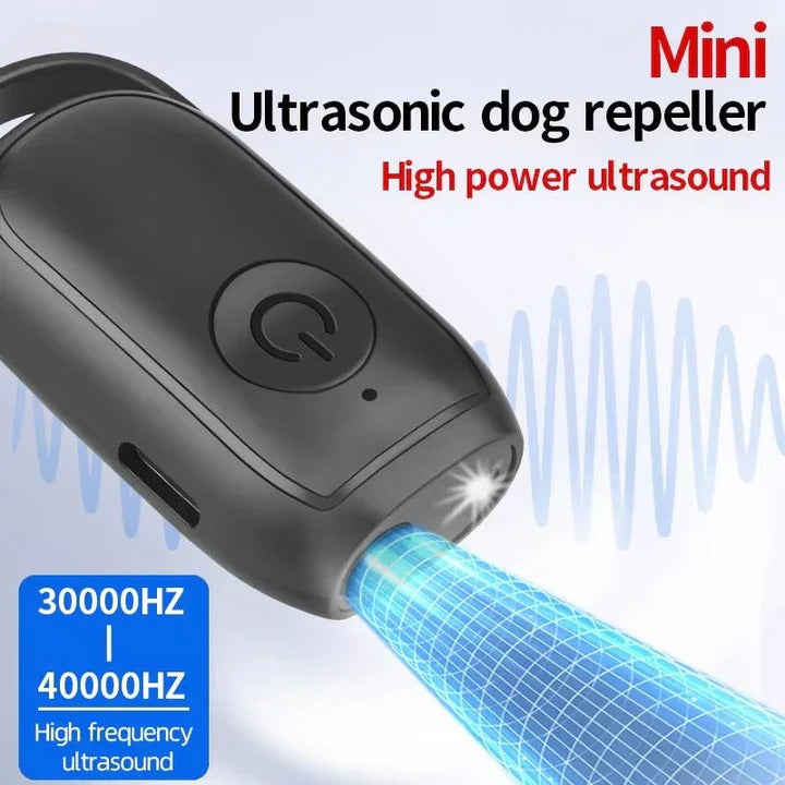 Compact ultrasonic dog trainer, ideal for correcting barking & promoting safe pet behavior indoors & out.