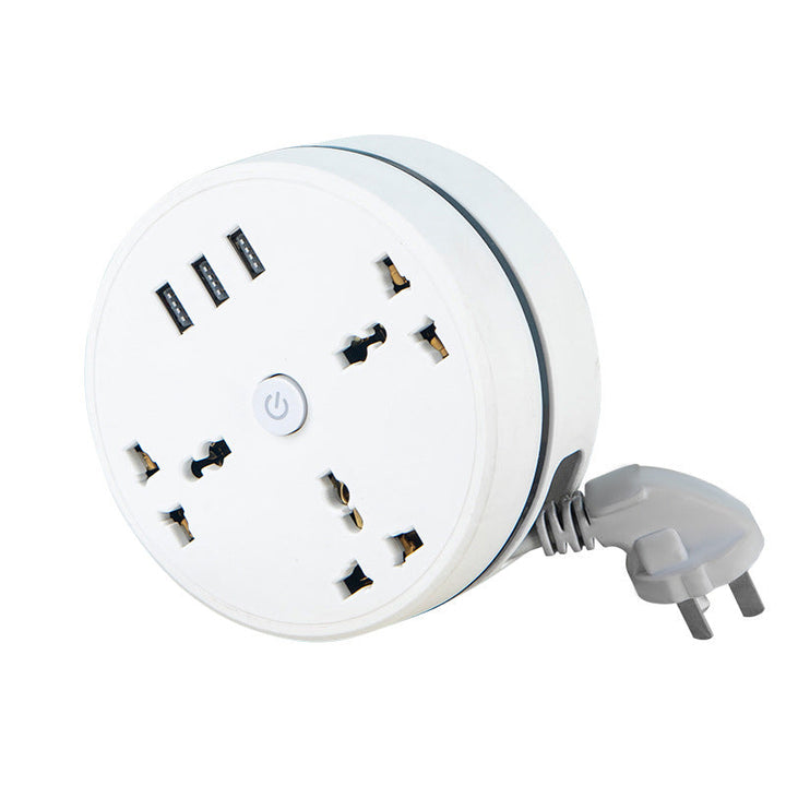 Travel-friendly power strip with USB-A/USB-C, surge protection, and universal outlets for worldwide use.