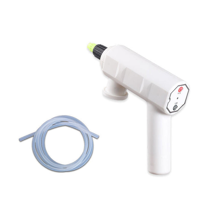 USB rechargeable electric sprayer in operation, misting garden plants effectively