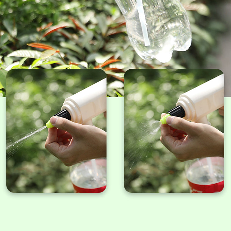 Rechargeable battery-operated garden sprayer with adjustable nozzle for various uses