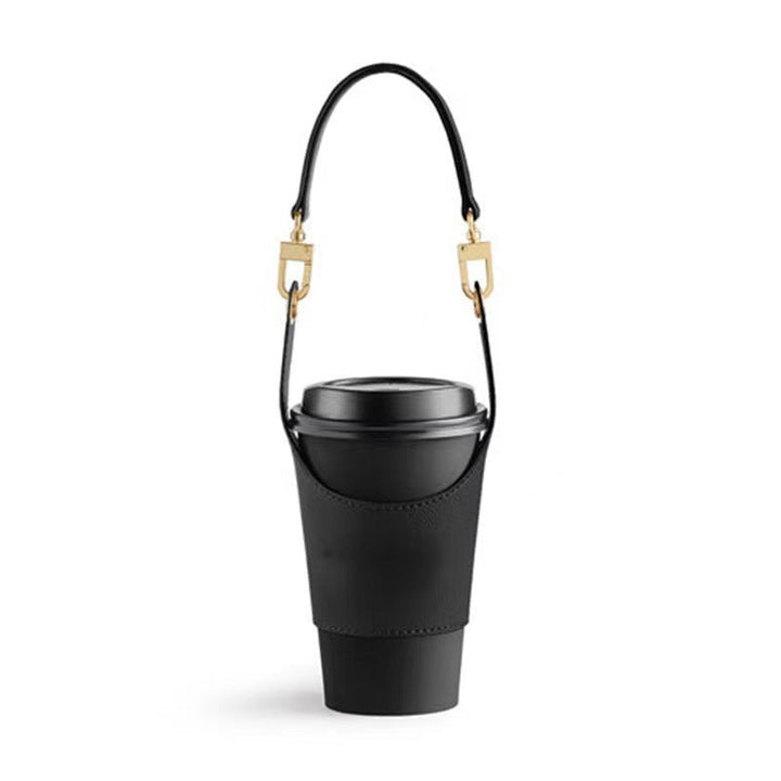 Portable vegan leather accessory, perfect for keeping drinks upright in a car or while walking