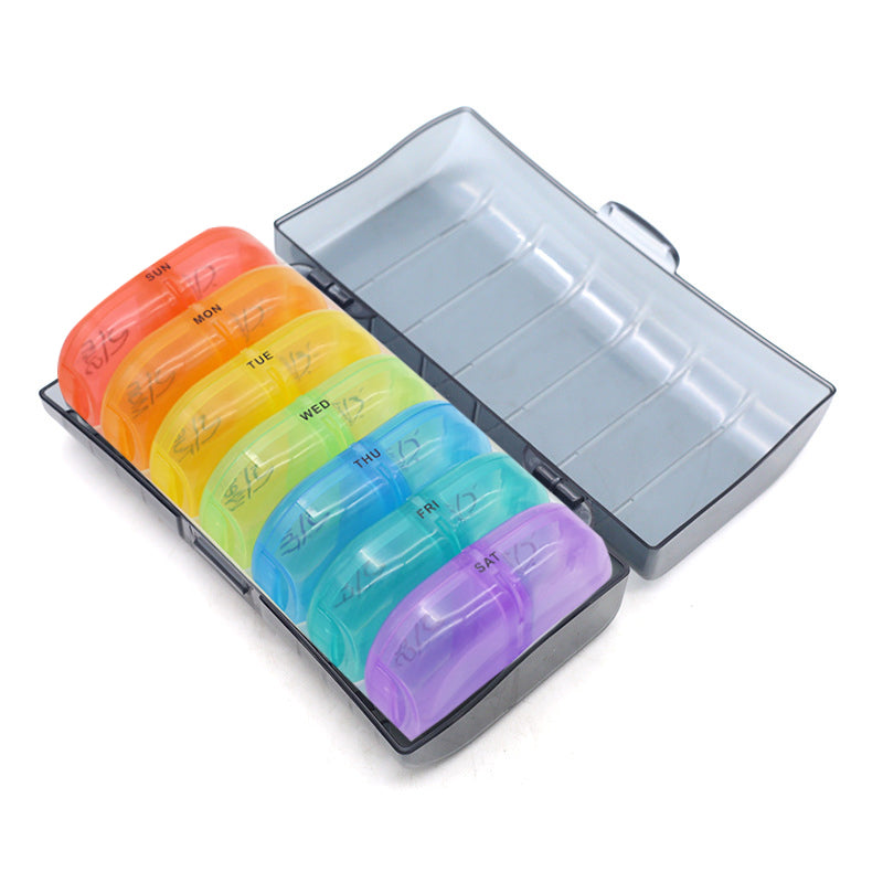Portable pill box, an essential travel accessory for organized and easy medication tracking.