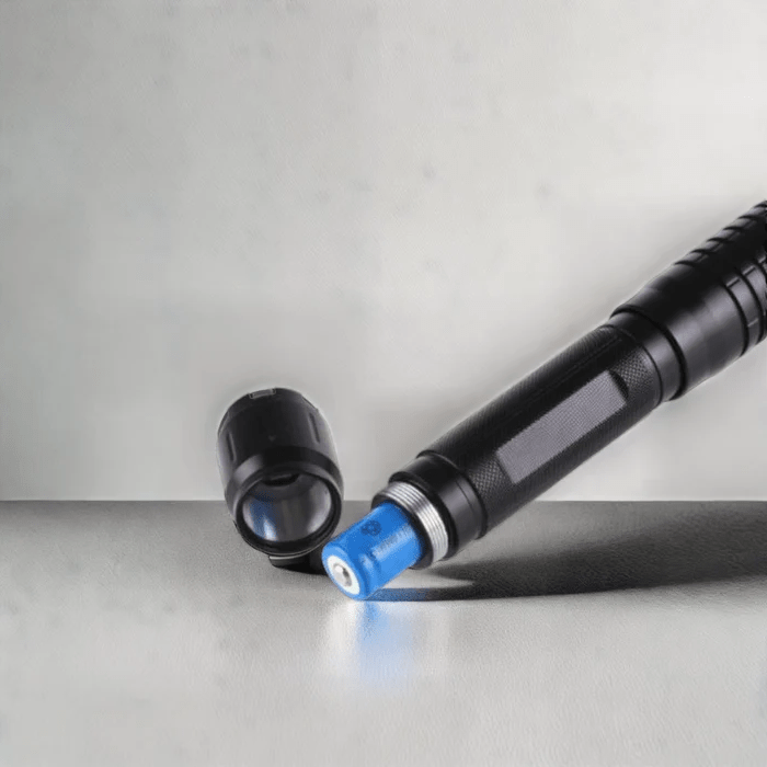 Compact, portable LED flashlight, ideal for camping, hiking, and bright light in outdoor adventures.