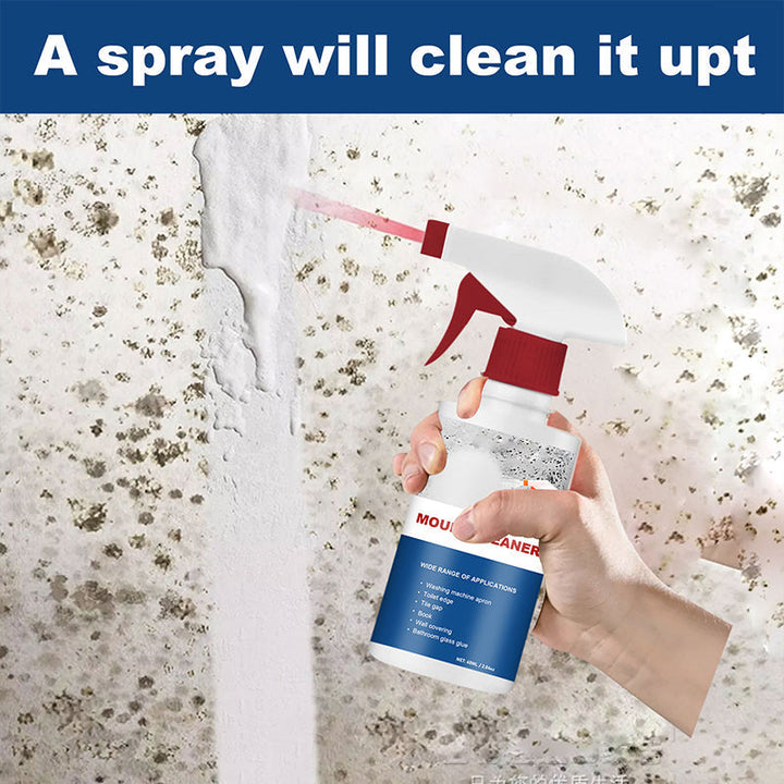 Mold remover spray tackling tough black mildew on grout lines for a sparkling clean bathroom