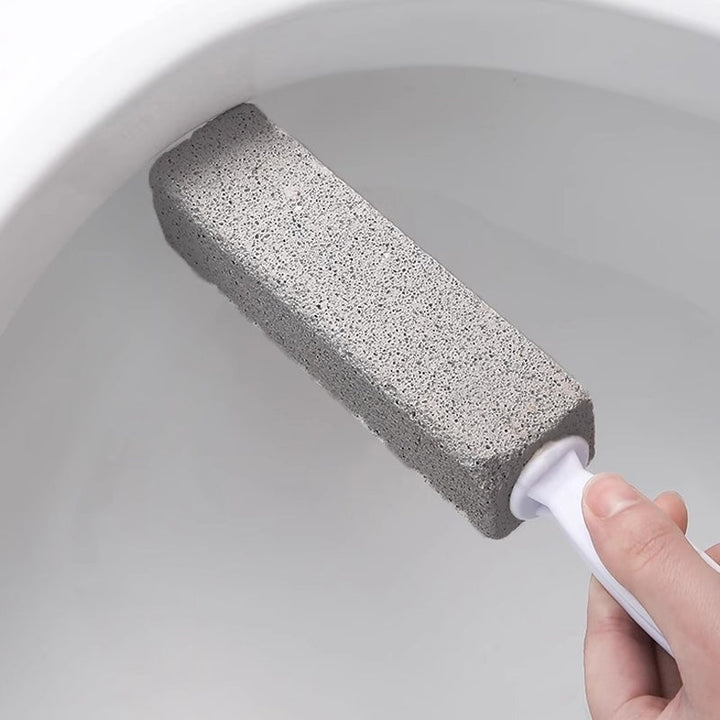Cleaning tools: a pumice stone scrubber ready for action against stubborn bathroom and kitchen stains.
