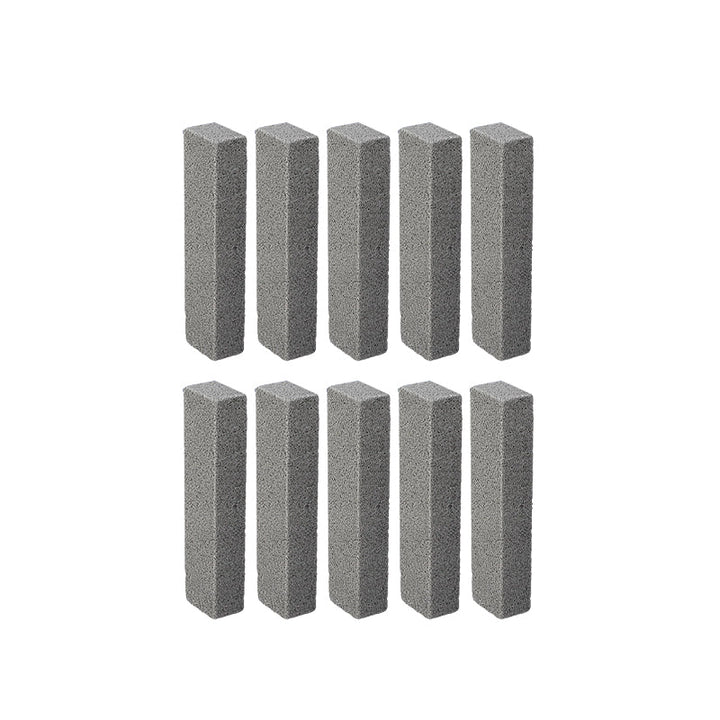 Pumice stone scrubber packaged for retail, emphasizing its 'powerful cleaning' and 'eco-friendly' tags.