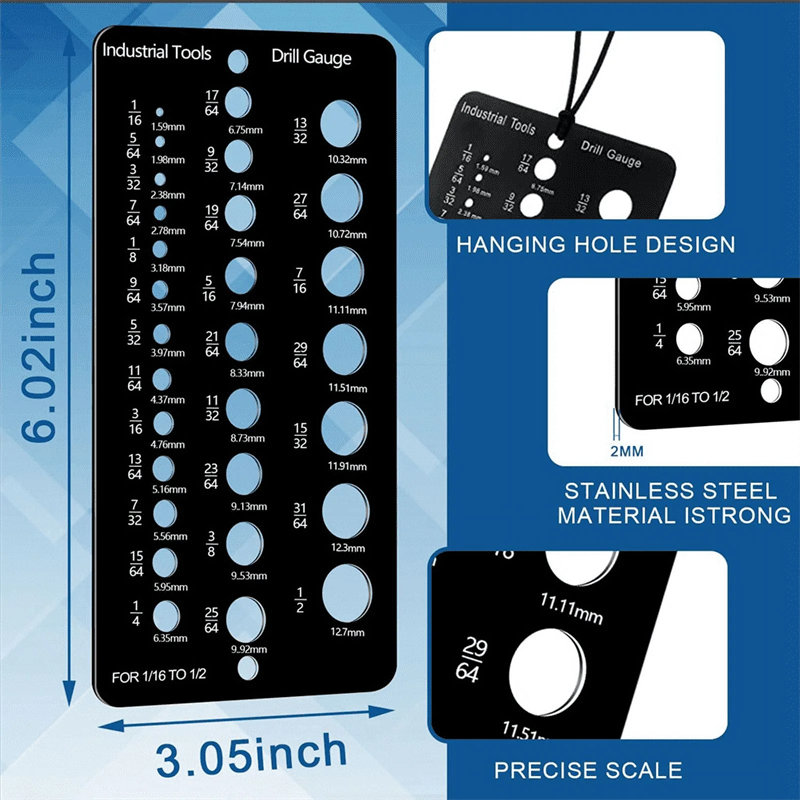 Accurate drill bit sizing gauge, perfect for professional and DIY users