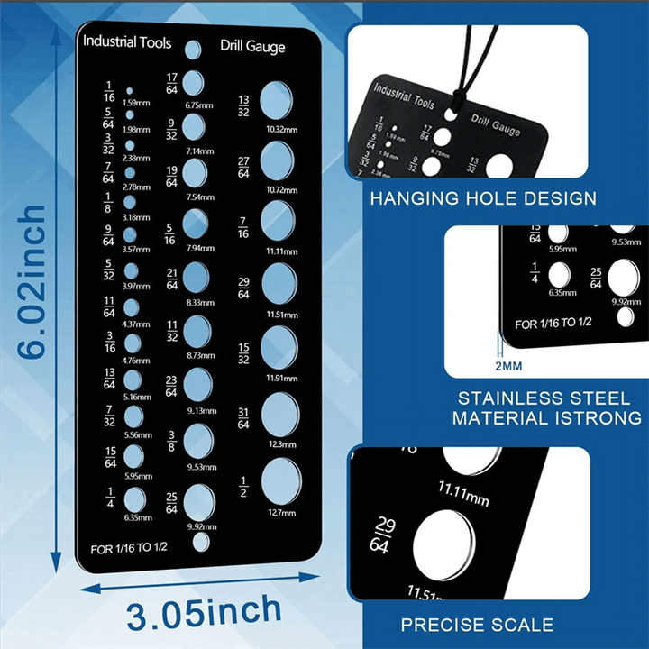 Accurate drill bit sizing gauge, perfect for professional and DIY users