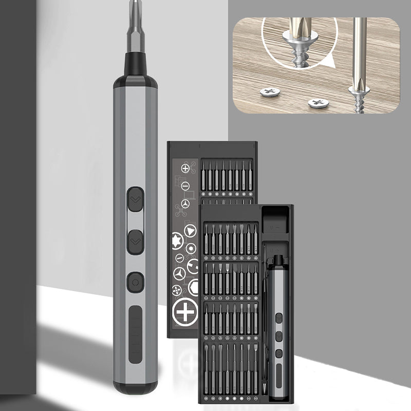 Precision electric screwdriver for electronics repair, featuring a sleek design and fine tip. Ideal for intricate tasks.
