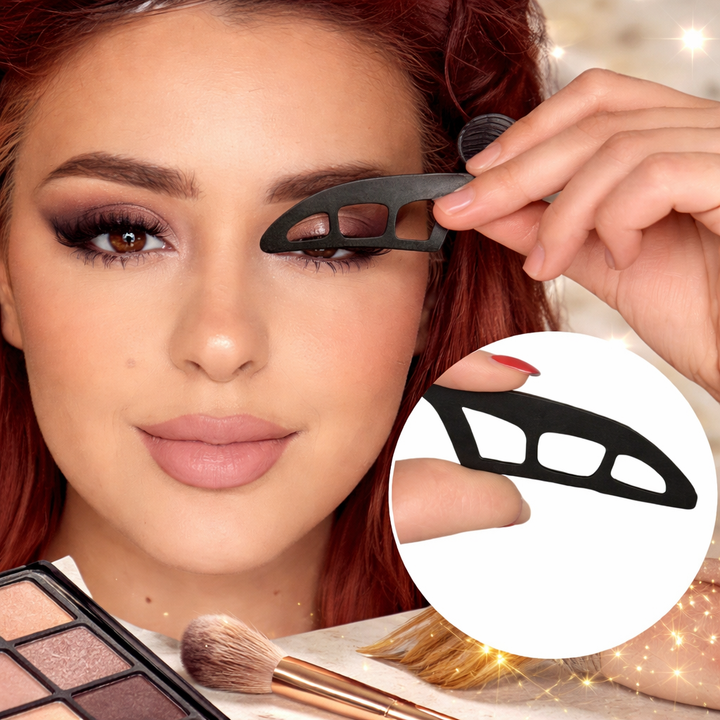 Versatile precision eyeshadow guide tool for creating diverse eye makeup looks. Flawless cosmetic stencil.