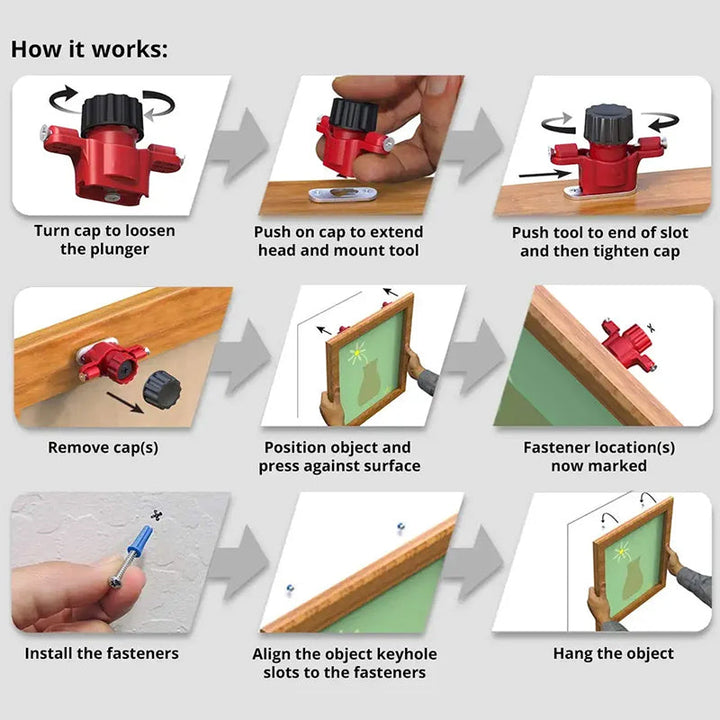 Keyhole guide and marking tool set for professional and DIY mounting