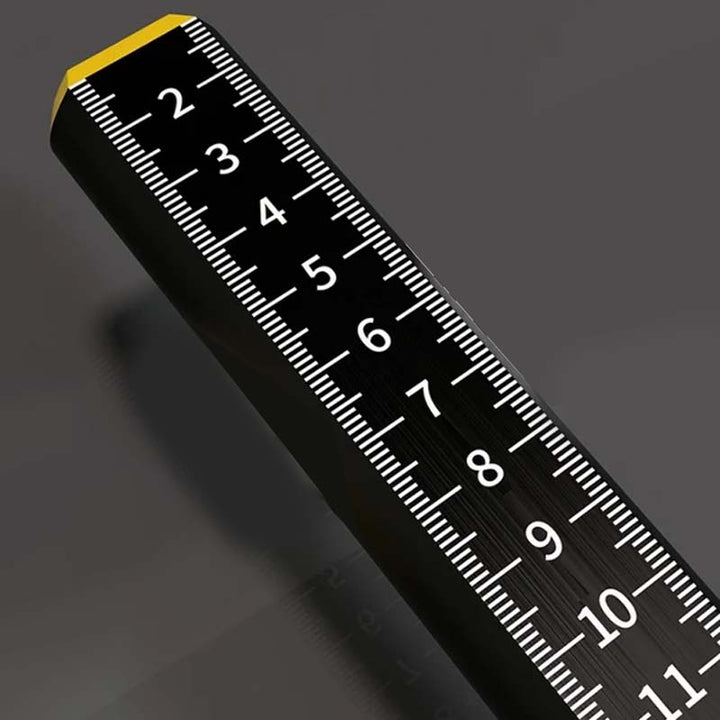 High-visibility yellow precision magnetic level, featuring strong magnets for hands-free use.