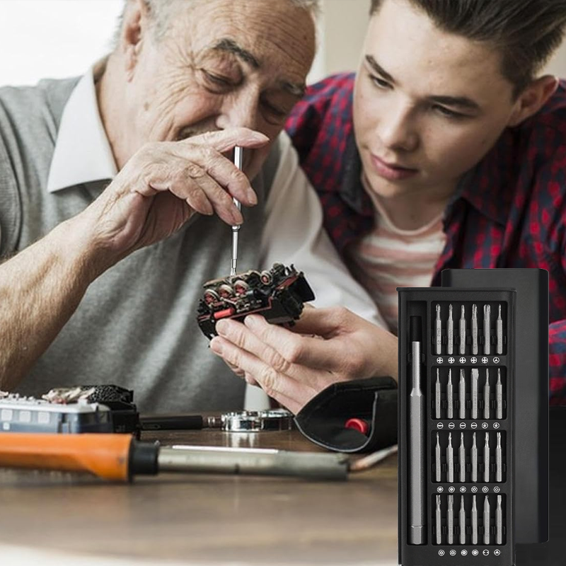 Comprehensive precision tool kit with magnetic screwdrivers for expert electronics maintenance.