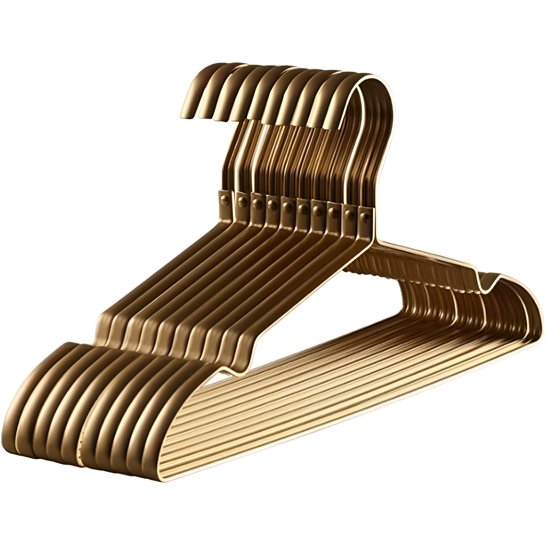 Elegant velvet clothes hangers, anti-slip design for organized, space-saving closets. Durable luxury hangers.