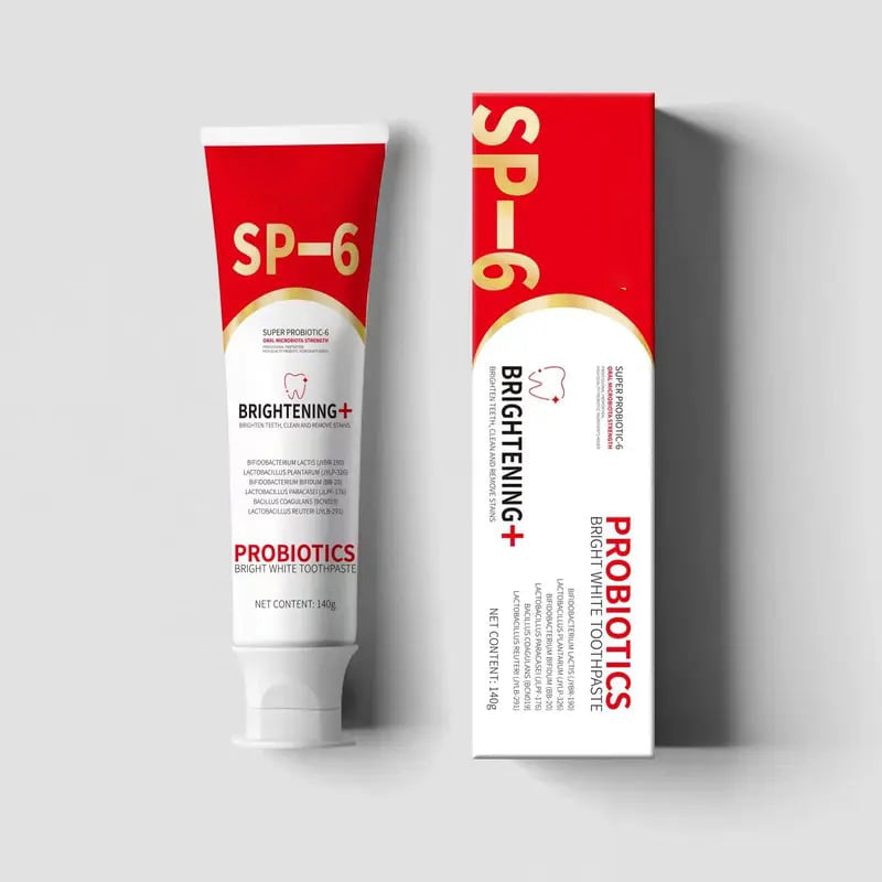 Family-sized probiotic whitening toothpaste, perfect for complete oral care and fresh breath.