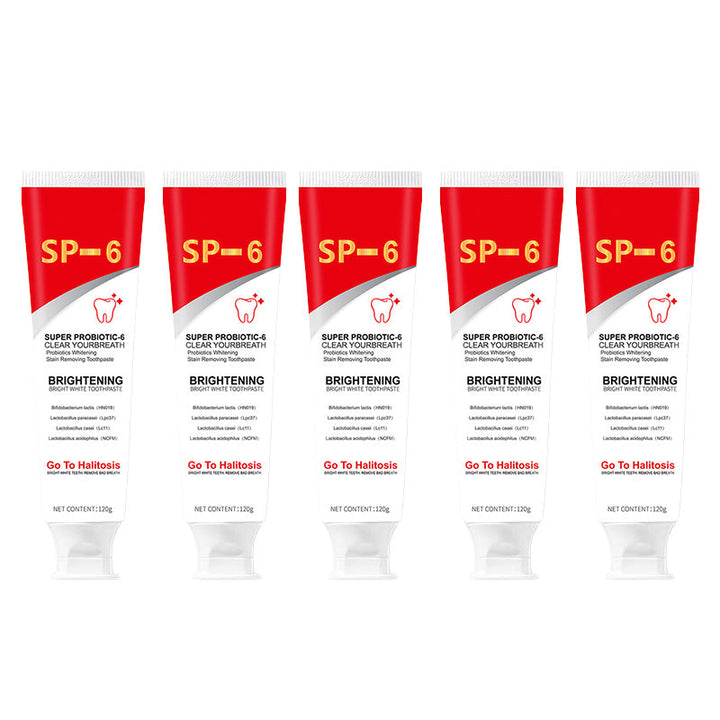 Probiotic whitening toothpaste, clinically proven for fresh breath and superior oral health.