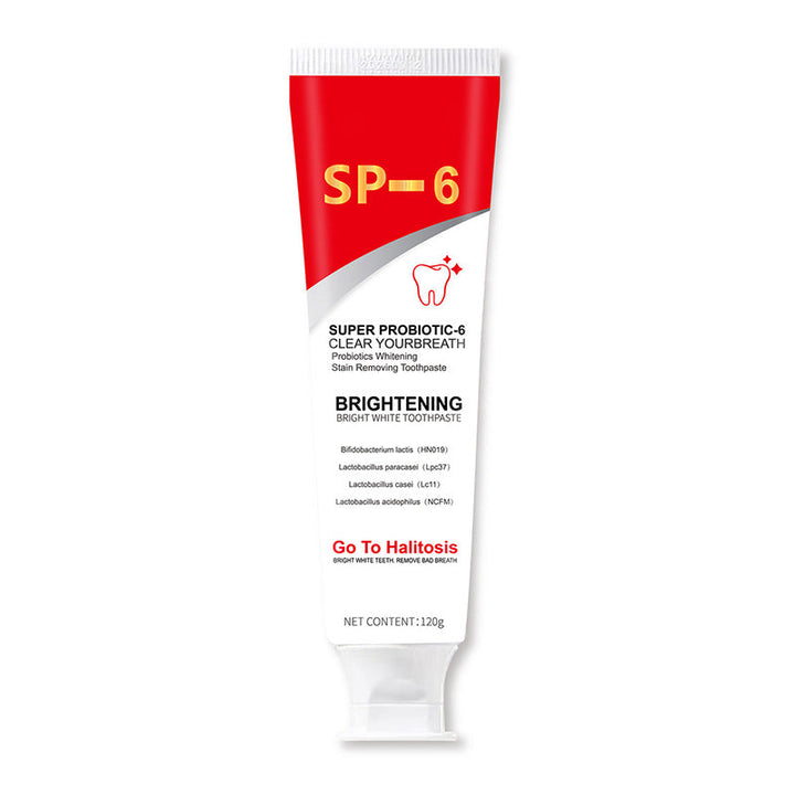 Artistic shot of probiotic whitening toothpaste, emphasizing its role in dental health and fresh breath.