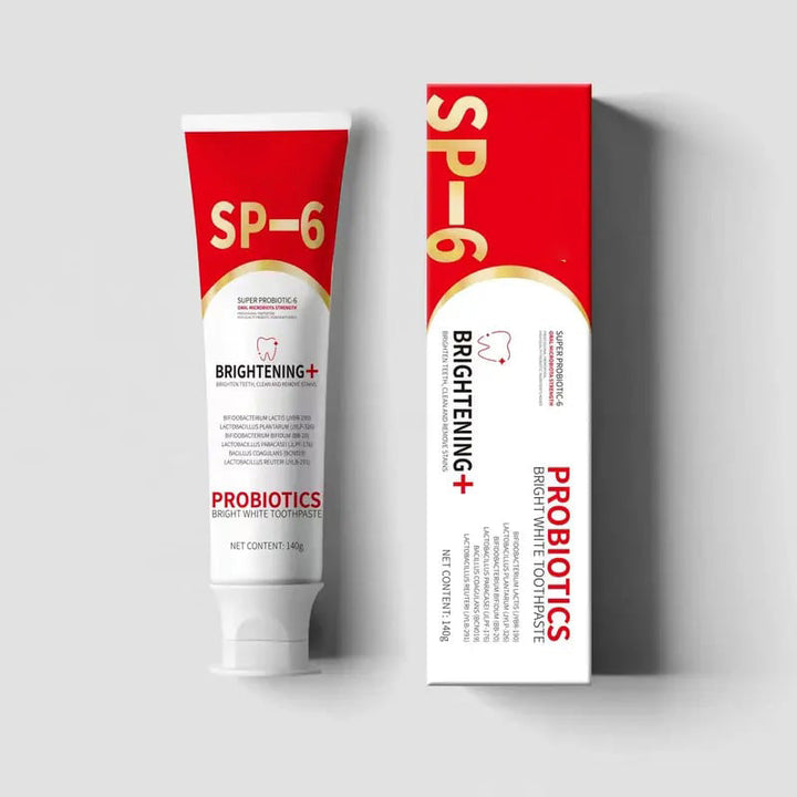 Fresh breath probiotic toothpaste, packaged in an eco-friendly tube for oral hygiene.
