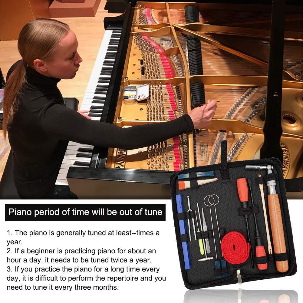 Comprehensive piano tuning tools kit for professional sound repair & maintenance of musical instruments.