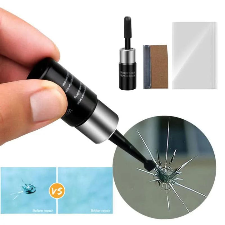 Professional auto glass repair kit for DIY windshield crack and chip repair. Automotive resin kit for vehicle care.
