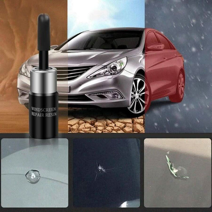 DIY auto glass repair kit with tools & resin for professional windshield crack and chip repair. Car accessories.
