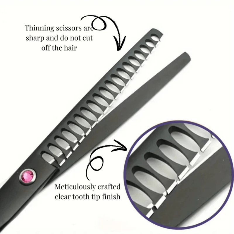 Complete professional pet grooming scissor set with comb & storage case for dogs & cats. Top animal care supplies.