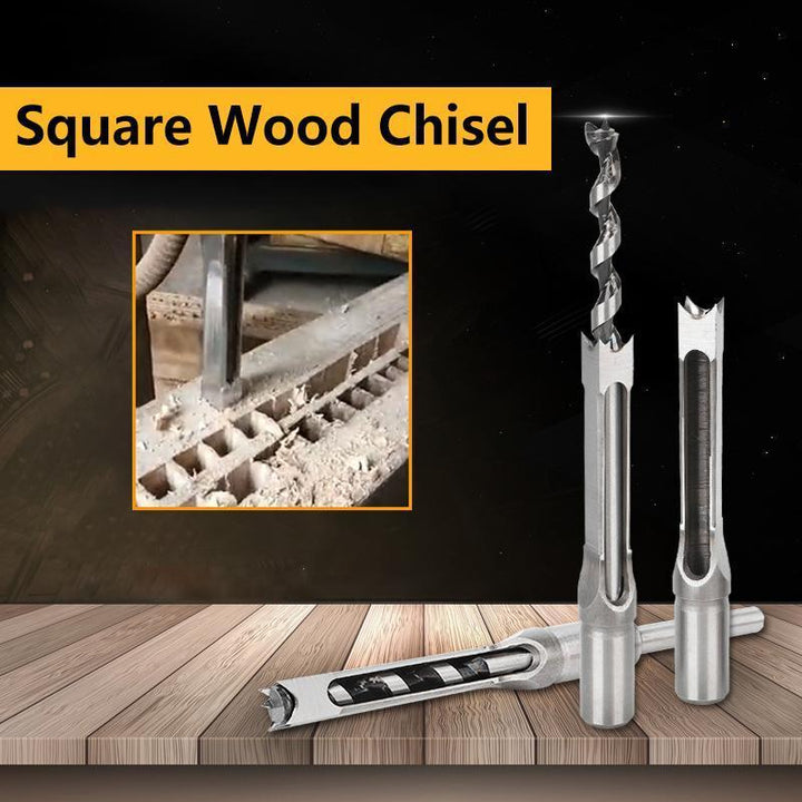 Professional squaring wood chisel for mortising drills, ideal for clean cuts in carpentry and woodworking.